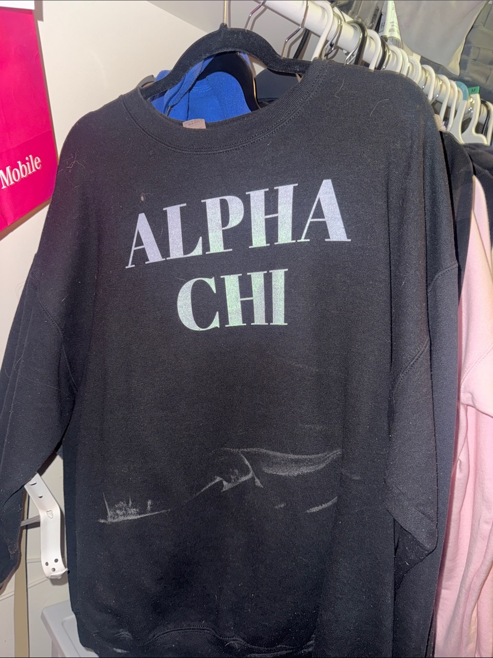 Gildan Black Crewneck Sweater with ALPHA CHI Lettering